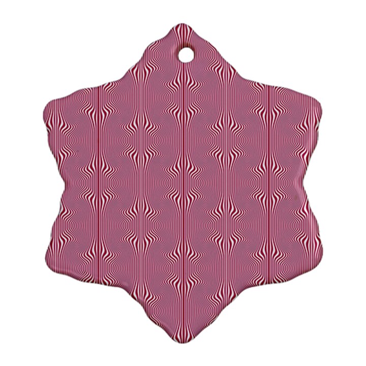 Mod Twist Stripes Red And White Snowflake Ornament (Two Sides)