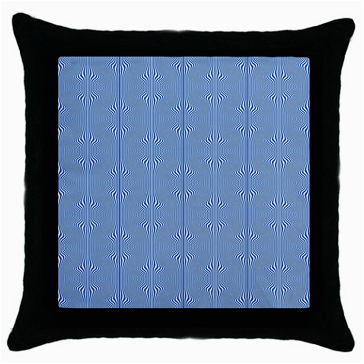 Mod Twist Stripes Blue And White Throw Pillow Case (Black)