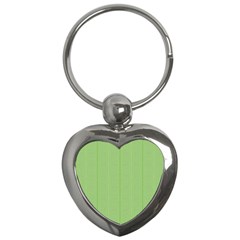 Mod Twist Stripes Green And White Key Chains (heart) 