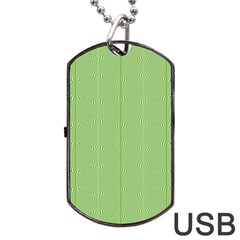 Mod Twist Stripes Green And White Dog Tag Usb Flash (one Side) by BrightVibesDesign