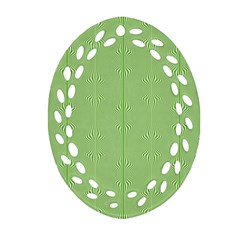 Mod Twist Stripes Green And White Oval Filigree Ornament (two Sides) by BrightVibesDesign