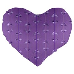 Mod Twist Stripes Purple And White Large 19  Premium Heart Shape Cushions by BrightVibesDesign