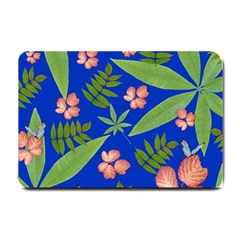 Leaves On Blue Small Doormat  by LoolyElzayat