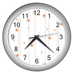 Background Salmon Pink White Motive Wall Clocks (silver)  by Sapixe