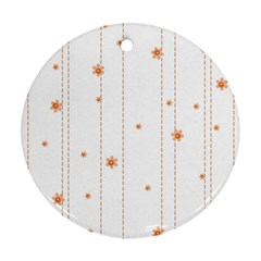 Background Salmon Pink White Motive Round Ornament (two Sides) by Sapixe