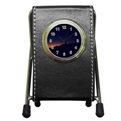 Nature Night Colorful Landscape Pen Holder Desk Clocks