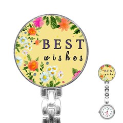 Best Wishes Yellow Flower Greeting Stainless Steel Nurses Watch by Sapixe