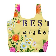 Best Wishes Yellow Flower Greeting Full Print Recycle Bags (l) 