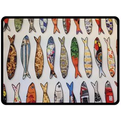 Fish Sardines Motive Pattern Double Sided Fleece Blanket (large)  by Sapixe