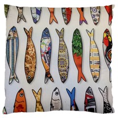 Fish Sardines Motive Pattern Large Flano Cushion Case (one Side)