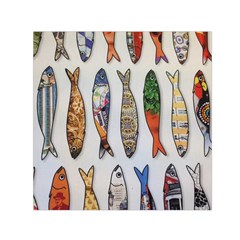 Fish Sardines Motive Pattern Small Satin Scarf (square)