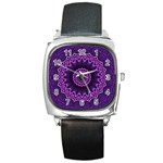 Mandala Purple Mandalas Balance Square Metal Watch Front