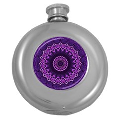 Mandala Purple Mandalas Balance Round Hip Flask (5 Oz) by Sapixe