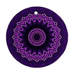 Mandala Purple Mandalas Balance Round Ornament (two Sides) by Sapixe