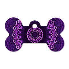 Mandala Purple Mandalas Balance Dog Tag Bone (one Side) by Sapixe