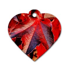 Wine Partner Wild Vine Leaves Plant Dog Tag Heart (One Side)