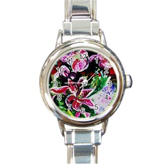 Lilac And Lillies 3 Round Italian Charm Watch