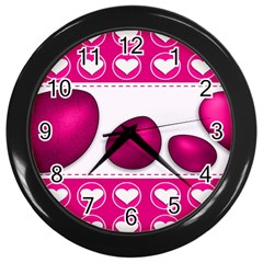 Love Celebration Easter Hearts Wall Clocks (black)