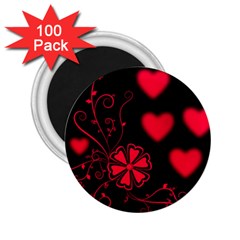 Background Hearts Ornament Romantic 2 25  Magnets (100 Pack)  by Sapixe