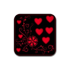 Background Hearts Ornament Romantic Rubber Square Coaster (4 Pack) 