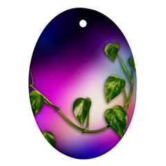 Leaves Green Leaves Background Ornament (oval) by Sapixe