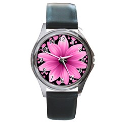 Flower Plant Floral Petal Nature Round Metal Watch