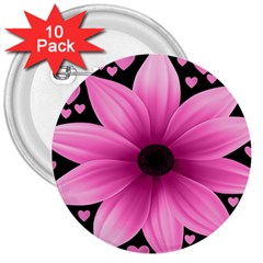 Flower Plant Floral Petal Nature 3  Buttons (10 Pack) 