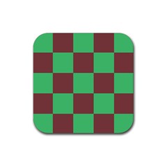 Background Checkers Squares Tile Rubber Coaster (square) 