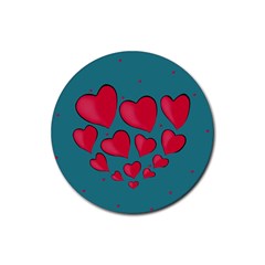 Background Desktop Hearts Heart Rubber Coaster (round)  by Sapixe