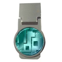 Green Figures Rectangles Squares Mirror Money Clips (round)  by Sapixe