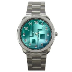 Green Figures Rectangles Squares Mirror Sport Metal Watch