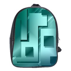 Green Figures Rectangles Squares Mirror School Bag (xl) by Sapixe