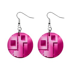 Pink Figures Rectangles Squares Mirror Mini Button Earrings