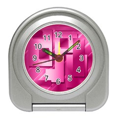 Pink Figures Rectangles Squares Mirror Travel Alarm Clocks