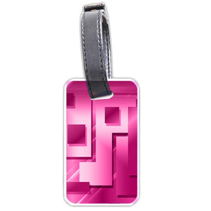 Pink Figures Rectangles Squares Mirror Luggage Tags (One Side) 