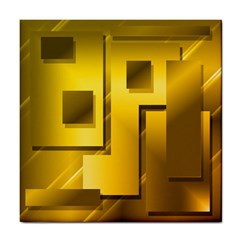 Yellow Gold Figures Rectangles Squares Mirror Tile Coasters by Sapixe