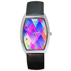 Squares Color Squares Background Barrel Style Metal Watch by Sapixe