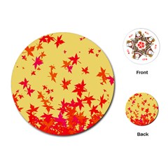 Leaves Autumn Maple Drop Listopad Playing Cards (round)  by Sapixe