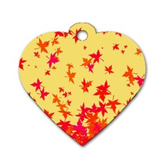 Leaves Autumn Maple Drop Listopad Dog Tag Heart (two Sides) by Sapixe