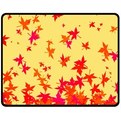 Leaves Autumn Maple Drop Listopad Double Sided Fleece Blanket (medium)  by Sapixe