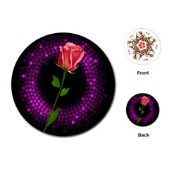 Rosa Black Background Flash Lights Playing Cards (round)  by Sapixe