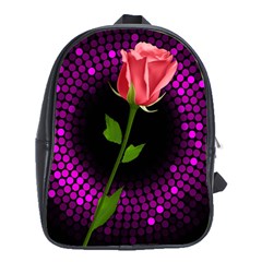 Rosa Black Background Flash Lights School Bag (xl)