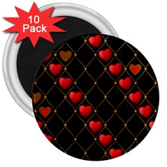 Background Texture Texture Hearts 3  Magnets (10 Pack) 