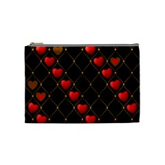 Background Texture Texture Hearts Cosmetic Bag (medium)  by Sapixe