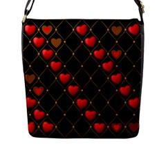 Background Texture Texture Hearts Flap Messenger Bag (l)  by Sapixe