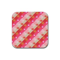 Background Desktop Pink Sun Stars Rubber Coaster (square)  by Sapixe