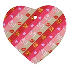 Background Desktop Pink Sun Stars Heart Ornament (two Sides)