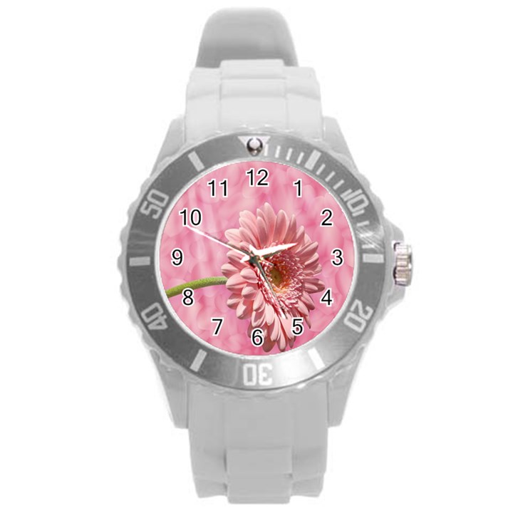 Background Texture Flower Petals Round Plastic Sport Watch (L)