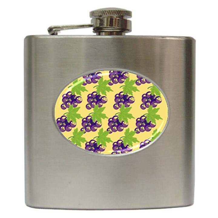 Grapes Background Sheet Leaves Hip Flask (6 oz)