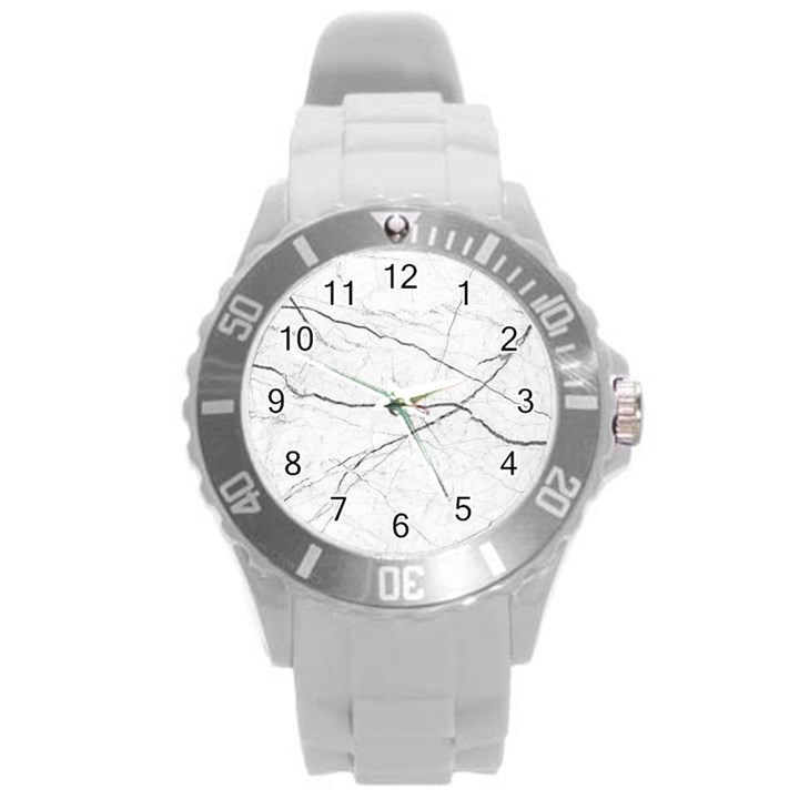 White Background Pattern Tile Round Plastic Sport Watch (L)